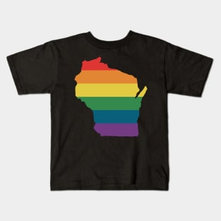 Wisconsin State Rainbow Kids T-Shirt